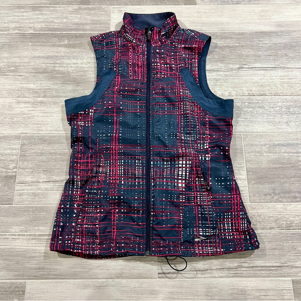 Brooks For Women Shelter Technology Plaid Running Exercise‎ Vest Size Small
